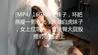 [MP4/ 16G] 两个妹子，环肥燕瘦一男双飞，大战白虎妹子，女上位后入，蜜桃臀大屁股撸射在肚子上