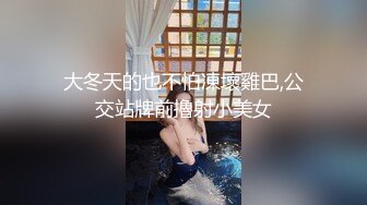 大冬天的也不怕凍壞雞巴,公交站牌前擼射小美女