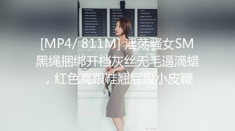 [MP4/ 811M] 淫荡骚女SM黑绳捆绑开档灰丝无毛逼滴蜡，红色高跟鞋翘屁股小皮鞭